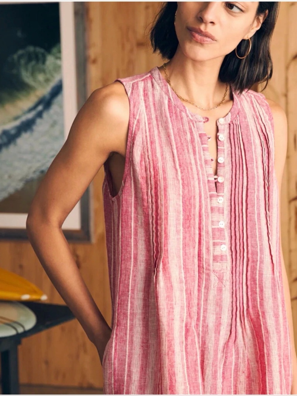 New With Tags Faherty Isha Dress Sz S in Granita Stripe - Picture 3 of 10